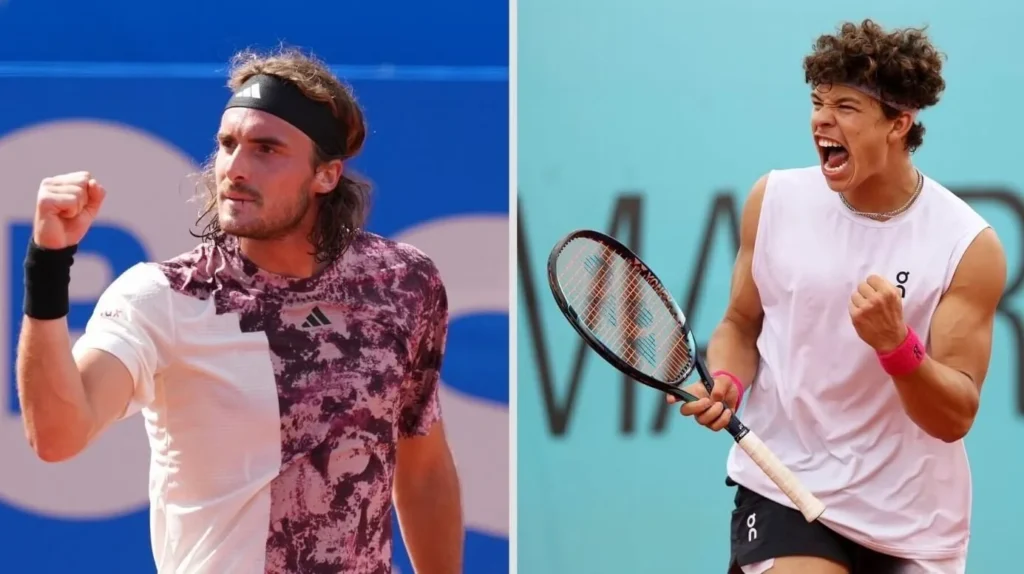 Anticipation builds: Stefanos Tsitsipas and Ben Shelton ready for their upcoming match.