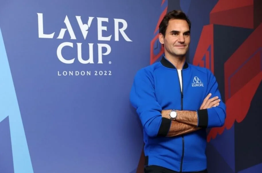 Close-up of Roger Federer during an interview.