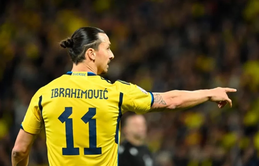Ibrahimović wearing the Sweden national team jersey.