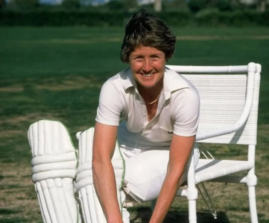 Rachael Heyhoe, iconic figure in women's cricket.