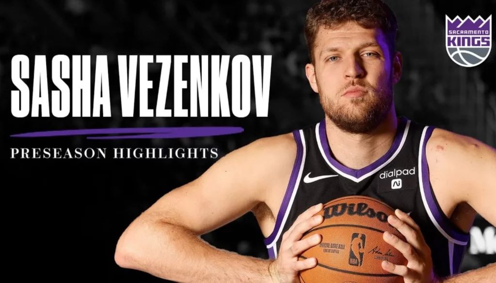 Close-up of Alexander Vezenkov in Kings attire at promo shoot.