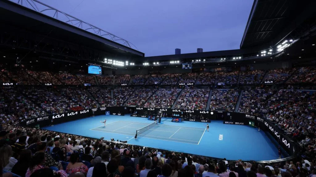 Melbourne's famous tennis venue, the Rod Laver Arena, ready for an Australian Open showdown.