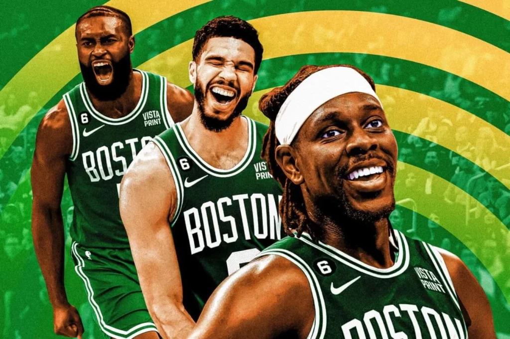 Jrue Holiday in Boston Celtics jersey.