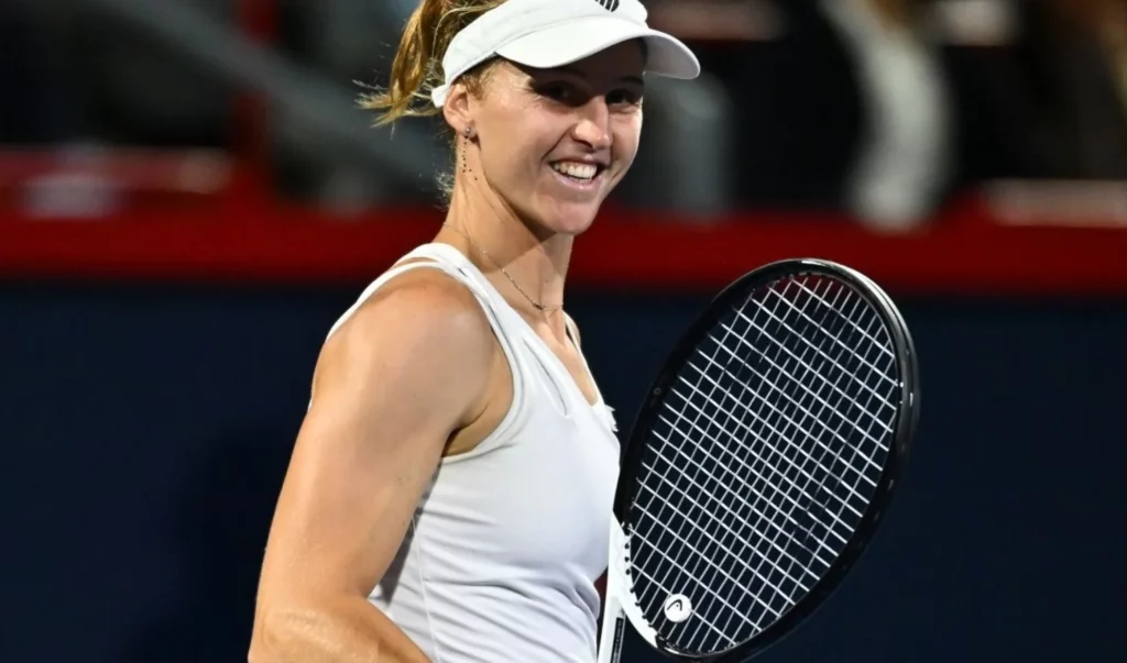Liudmila Samsonova, professional tennis player, on the court.