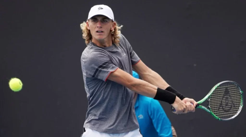 Australian tennis talent Max Purcell during play.