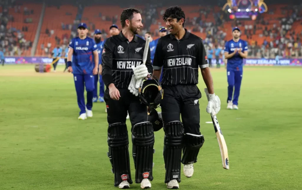 Ravindra and Conway, the dynamic duo, rejoicing after a triumphant match.