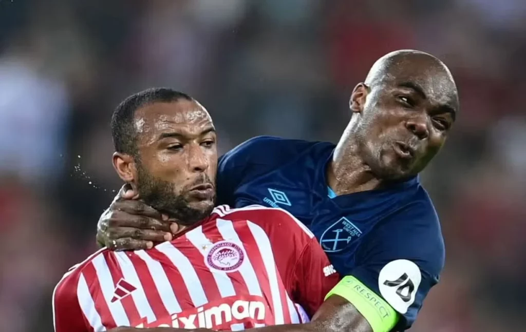West Ham versus Olympiacos: a moment of intense on-field rivalry.
