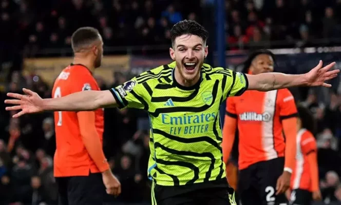Arsenal Clinches Thrilling Victory Over Luton with Rice’s Late Header