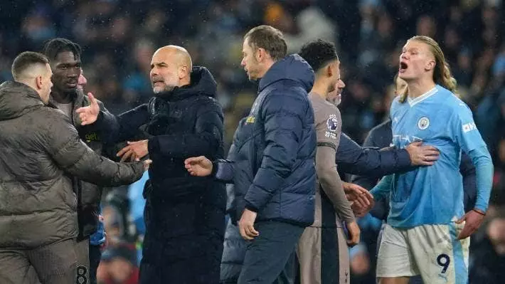 Erling Haaland furious with referee after Manchester City