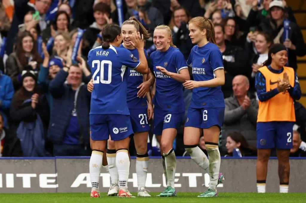 Chelsea Women's football team engaged in a competitive game.