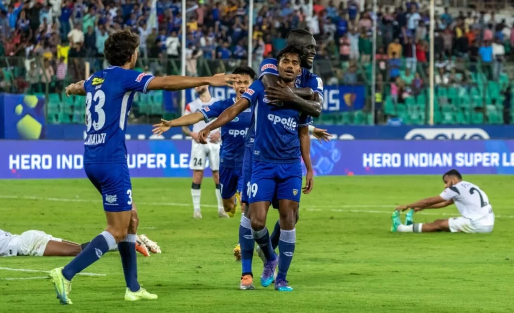 Joyous moment for Chennaiyin players on the field.