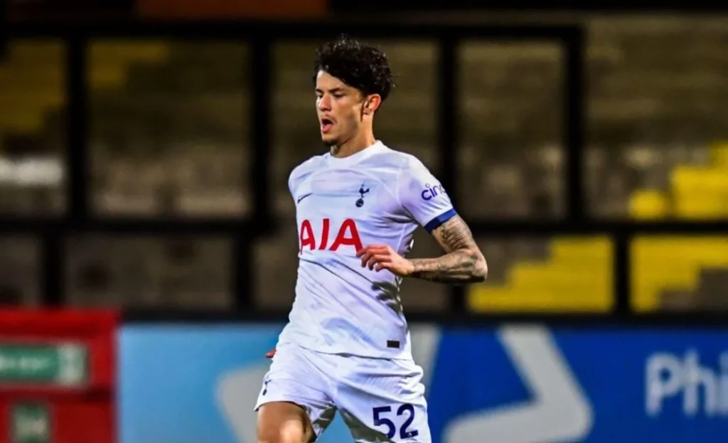 Jude Soonsup-Bell in action on the football field for Tottenham.