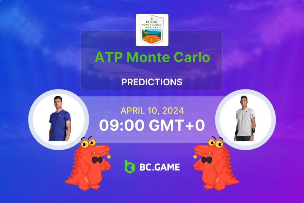 Monte Carlo Tennis Face-Off: Alcaraz vs Auger Aliassime Predictions & Betting Odds.