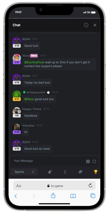 Example of BC.Game Chat