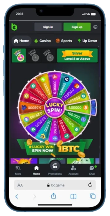Example of Lucky Spin on BC.Game