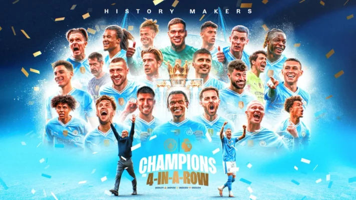 Manchester City faz história ao conquistar a Premier League pela quarta vez consecutiva