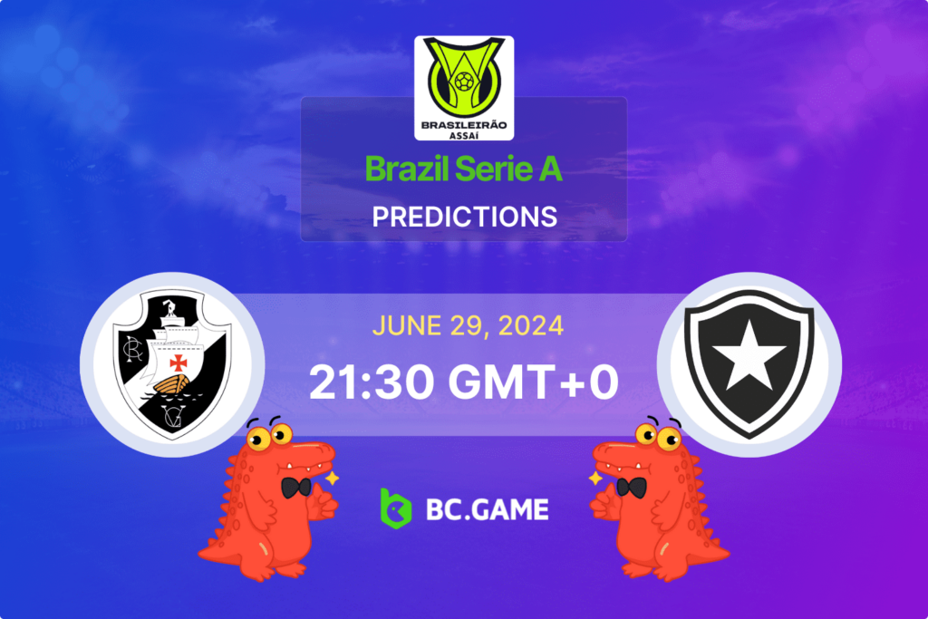 Match prediction for the Vasco da Gama vs Botafogo RJ game in Brazil Serie A 2024.