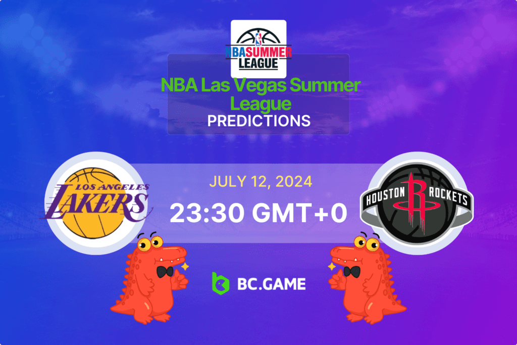 Match prediction for the Los Angeles Lakers vs Houston Rockets game at NBA Las Vegas Summer League 2024.