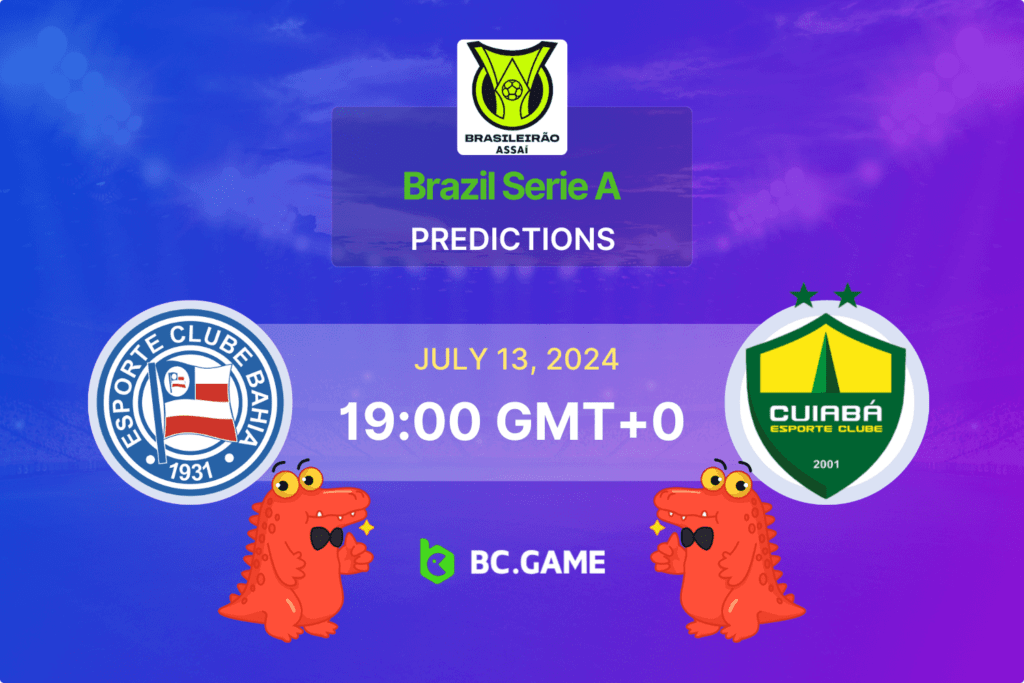 Match prediction for the Bahia vs Cuiaba game at Brazilian Serie A 2024.