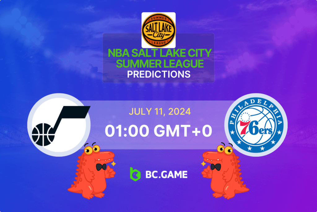 Match prediction for the Utah Jazz vs Philadelphia 76ers game at NBA Salt Lake City Summer League 2024.