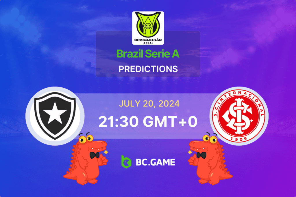 Match prediction for the Botafogo RJ vs Internacional game at Brazil Serie A 2024.