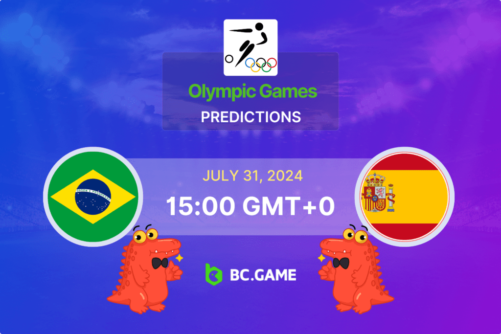 Match prediction for the Brazil W vs Spain W game at Olympic Games Women 2024.