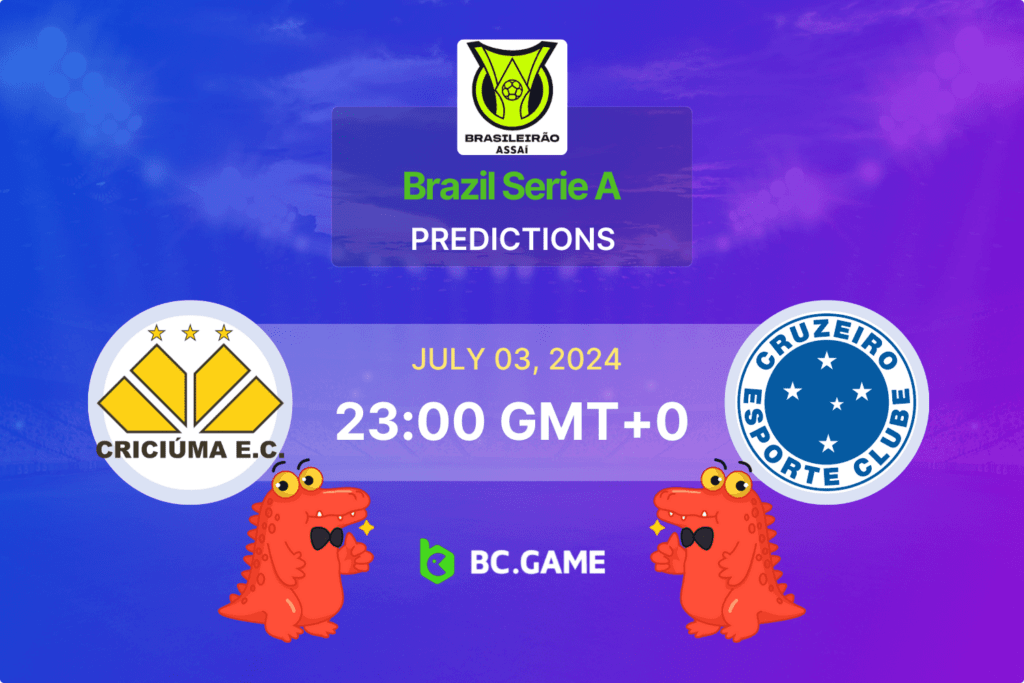 Match prediction for the Criciuma vs Cruzeiro game at Brazilian Serie A 2024.