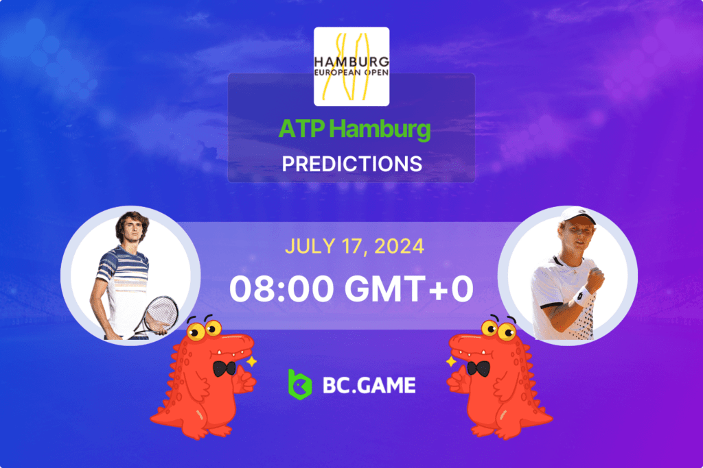 Match prediction for the Alexander Zverev vs Jesper de Jong game at ATP Hamburg 2024.