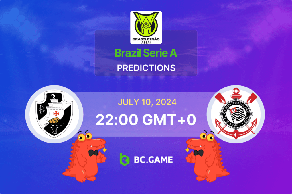 Match prediction for the Vasco da Gama vs Corinthians game at Brazil Serie A 2024.