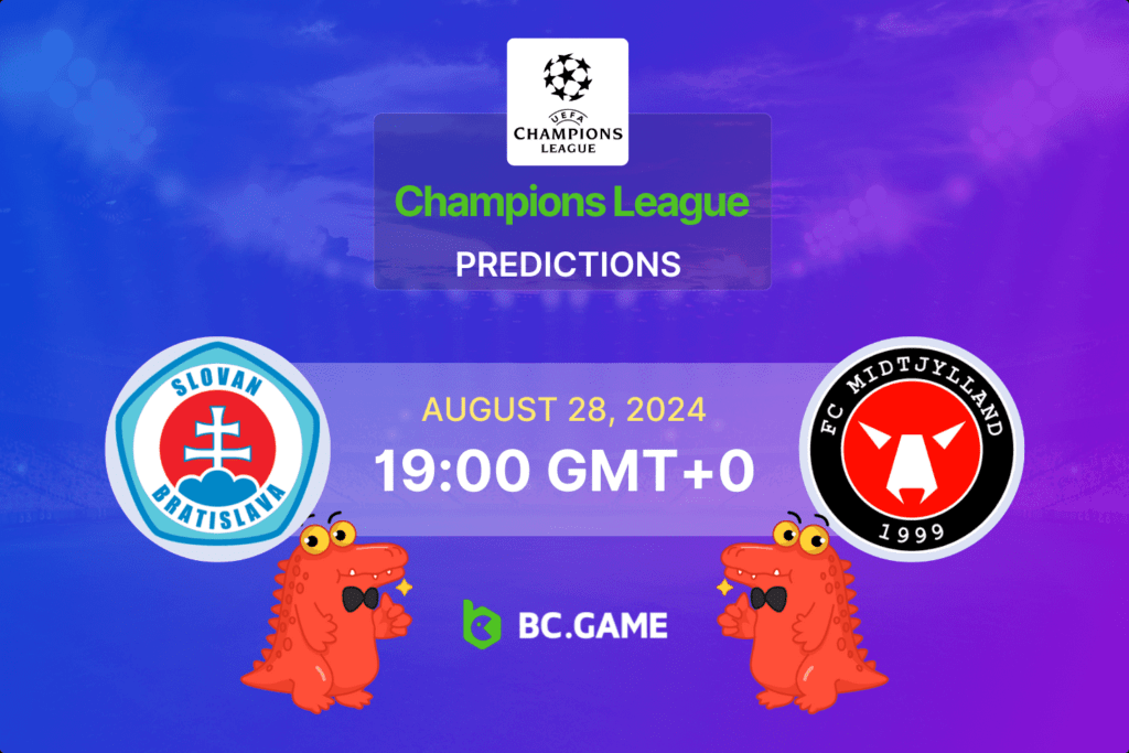 Match prediction for the Slovan Bratislava vs Midtjylland game at UEFA Champions League Qualification 2024