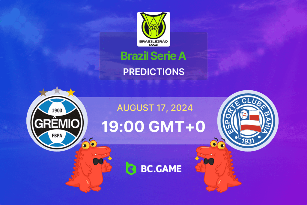 Match prediction for the Grêmio vs Bahia game at Brazil Serie A 2024.