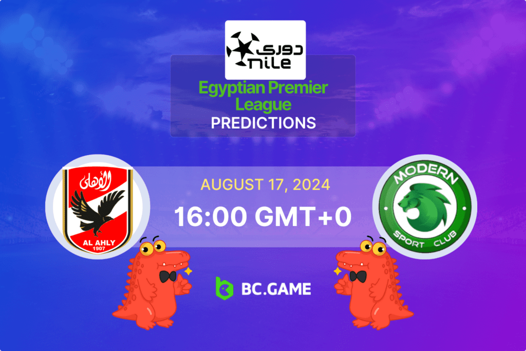 Match prediction for the Al Ahly vs Modern Sport game at Egypt Premier League 2024.