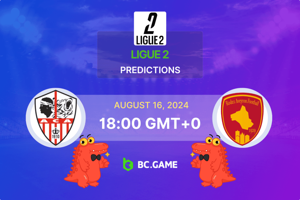 Match prediction for the AC Ajaccio vs Rodez Aveyron game at Ligue 2 2024.