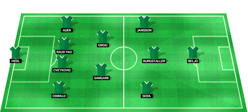 Predicted starting lineup for Rapid Vienna in the match against Trabzonspor.