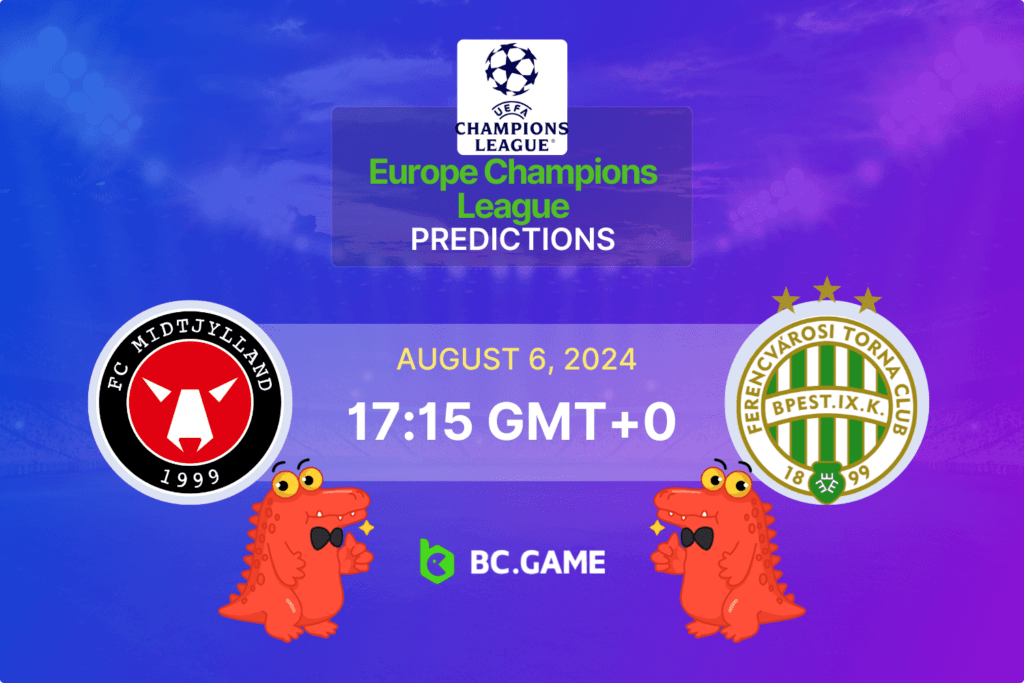 Match prediction for the Midtjylland vs Ferencvaros game at UEFA Champions League 2024.