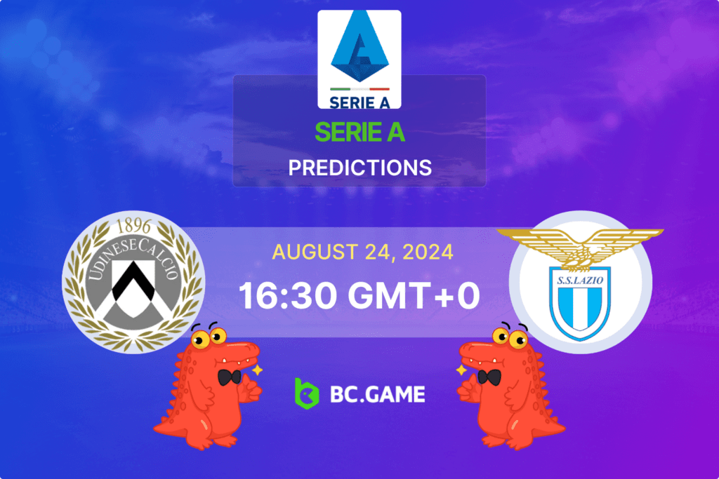 Match prediction for the Udinese vs Lazio game at Serie A 2024.