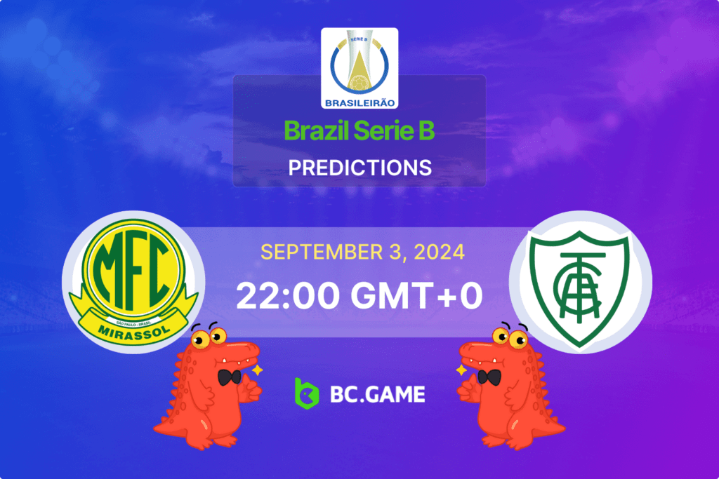 Match prediction for the Mirassol vs América Mineiro game at Brazil Serie B 2024.