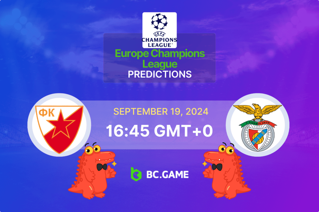 Match prediction for the Crvena Zvezda vs Benfica game at UEFA Champions League 2024.