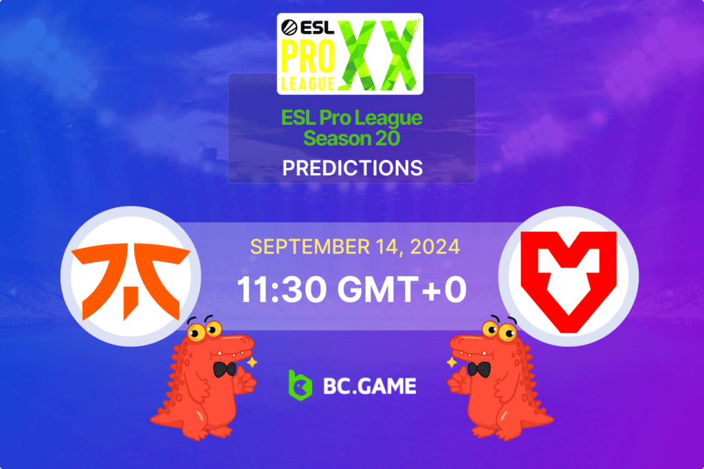 Match prediction for the Fnatic vs MOUZ game at ESL Pro League 2024.