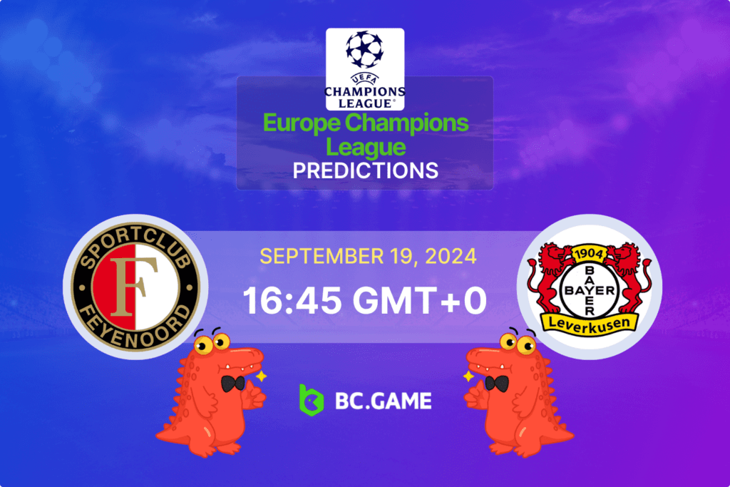 Match prediction for the Feyenoord vs Bayer Leverkusen game at Champions League 2024.