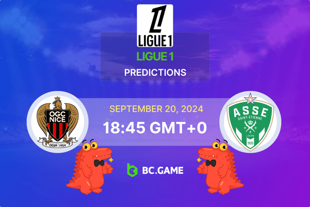 Match prediction for the Nice vs Saint-Etienne game at Ligue 1 2024.