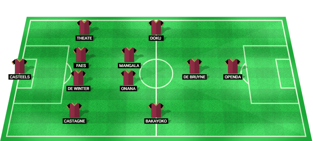 Predicted starting lineup for Belgium in the UEFA Nations League 2024 match against Israel.