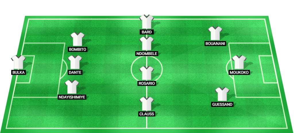 Provável escalação inicial do Nice na partida da Ligue 1 contra o Lens em 28/09/2024.