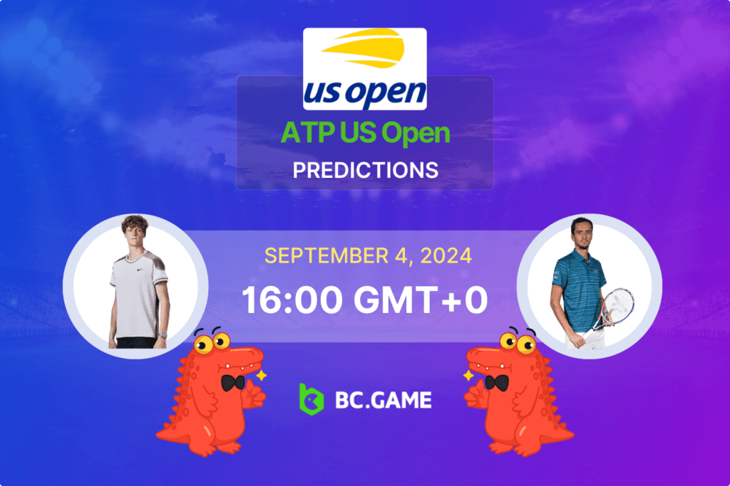 Match prediction for the Jannik Sinner vs Daniil Medvedev game at US Open 2024.