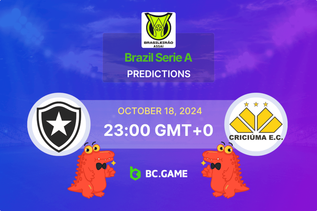 Match prediction for the Botafogo RJ vs Criciuma game at Brazil Serie A 2024.