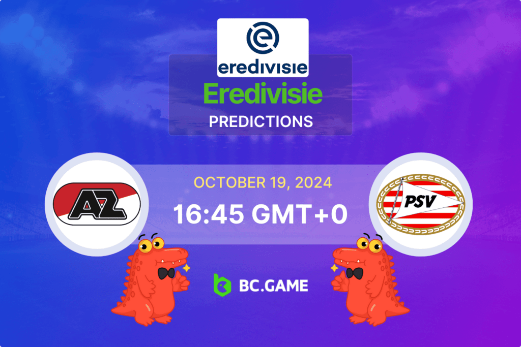 Match prediction for the AZ Alkmaar vs PSV Eindhoven game at Eredivisie 2024.