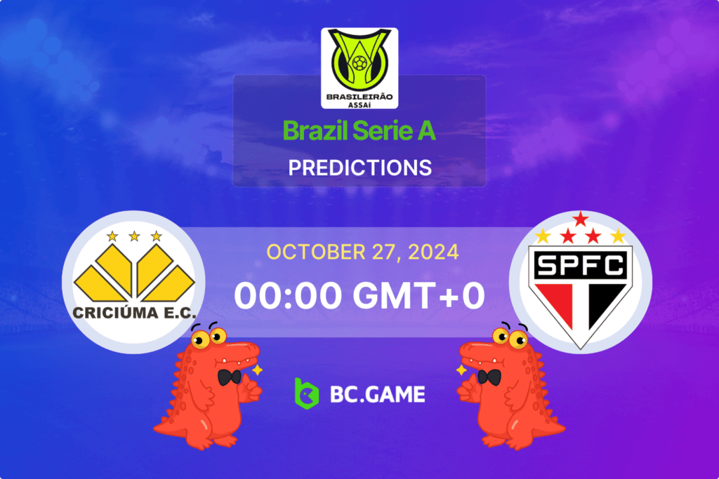 Match prediction for the Criciuma vs Sao Paulo game at Brazilian Serie A 2024.