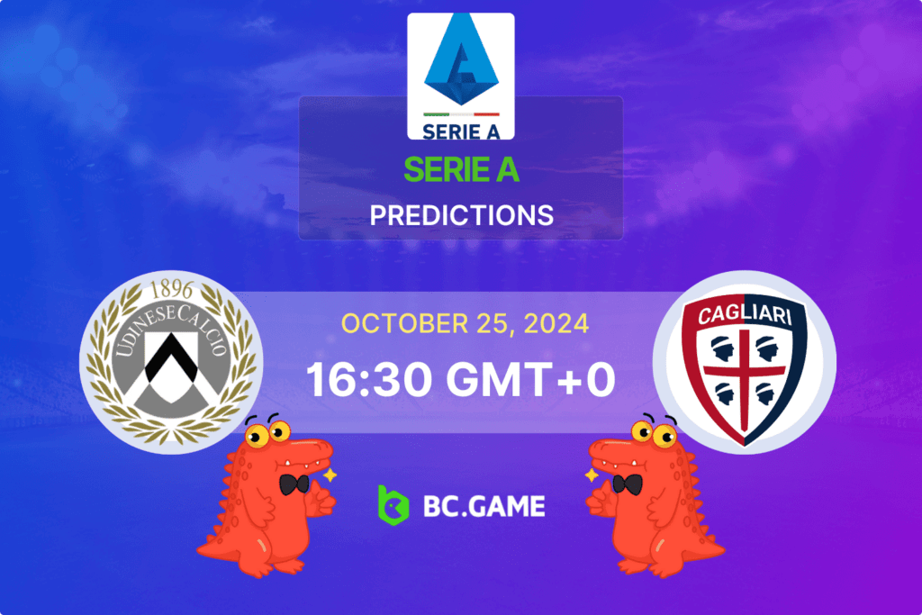 Match prediction for the Udinese vs Cagliari game at Serie A 2024.