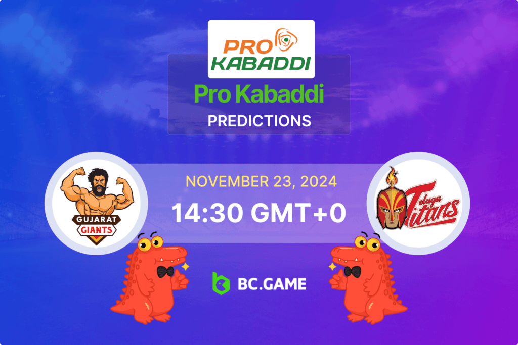 Match prediction for the Gujarat Giants vs Telugu Titans game at Pro Kabaddi League 2024.