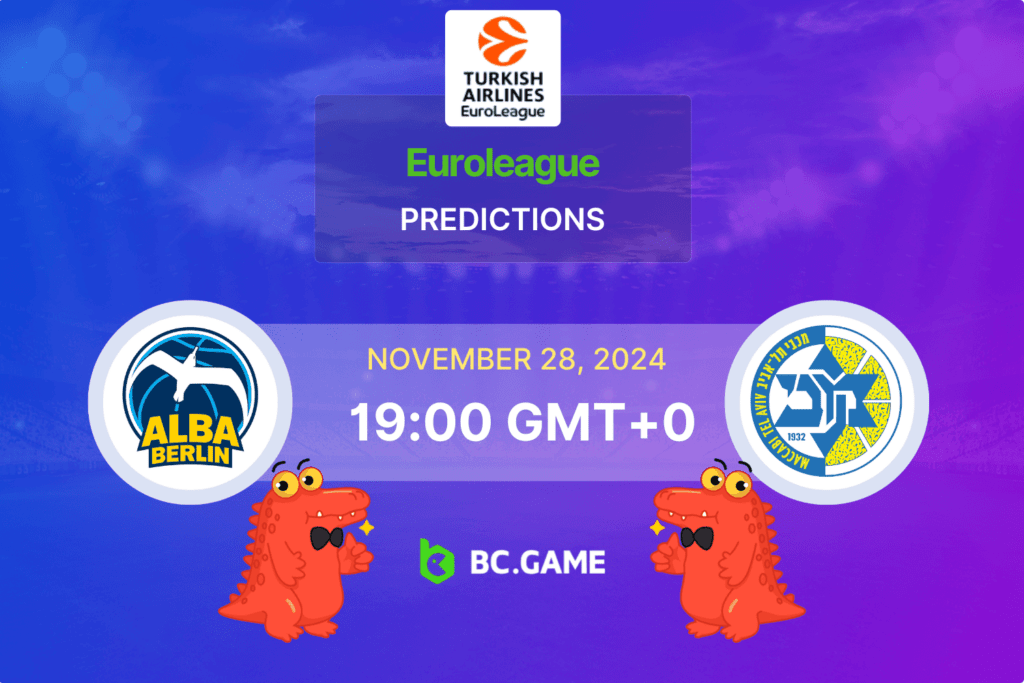 Match prediction for the Alba Berlin vs Maccabi Tel Aviv game in the EuroLeague 2024.